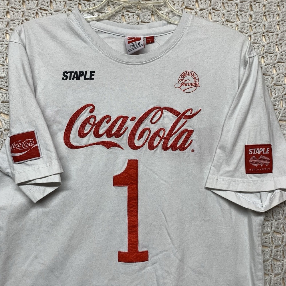 Coca Cola Shirt Mens Sz M White Red Embroidered 1886 ICE Cold Coca Cola #1 - Picture 3 of 10
